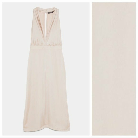 NWT. Zara Cream Sleeveless Jumpsuit - Picture 6 of 6